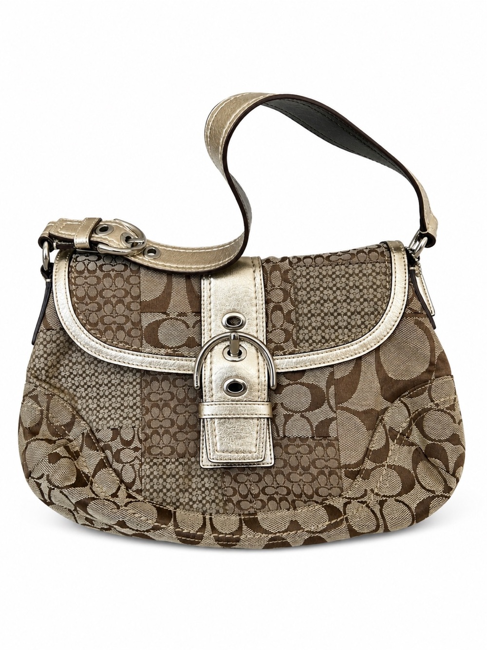 Soho Patchwork Signature Gold Trim Shoulder Bag
